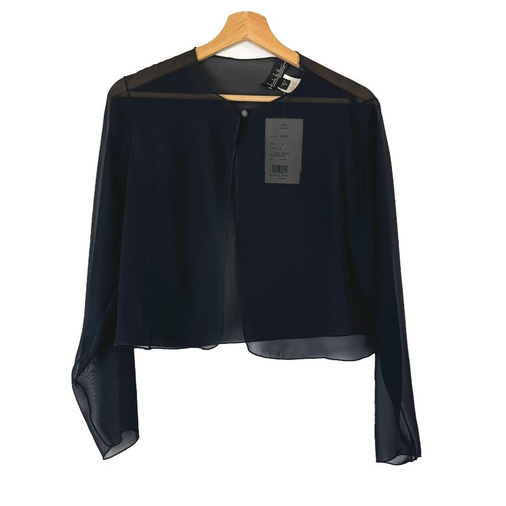 NWT Nicole Miller Mesh Sheer Long Sleeve Shrug Cardigan 8